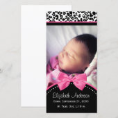 Chic Leopard Print Baby Fotogeboorteaankondiging Aankondiging (Voorkant / Achterkant)
