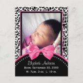 Chic Leopard Print Baby Fotogeboorteaankondiging Aankondigingskaart (Voorkant)
