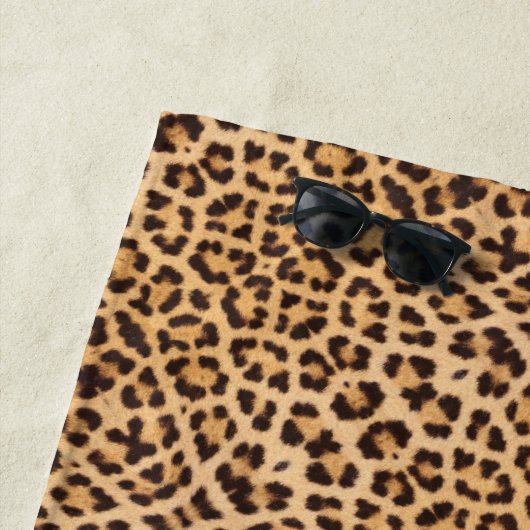 Chic Leopard Print Black Script op maat gemaakt Strandlaken (In situ)