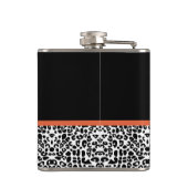 Chic Leopard Print Burnt Oranje Bow met naam Heupfles (Achterkant)