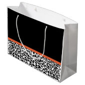 Chic Leopard Print Burnt Oranje Bow met naam Large Cadeautasje (Achterkant Gekanteld)