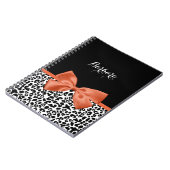 Chic Leopard Print Burnt Oranje Bow met naam Notitieboek (Linkerzijde)