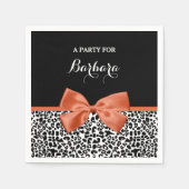 Chic Leopard Print Burnt Oranje Bow met naam Servetten (Voorkant)