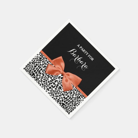 Chic Leopard Print Burnt Oranje Bow met naam Servetten (Hoek)