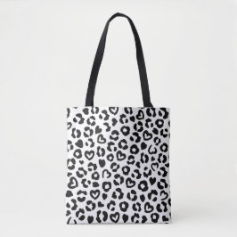 Chic Leopard Print Canvas tas – Zwart-wit Dier
