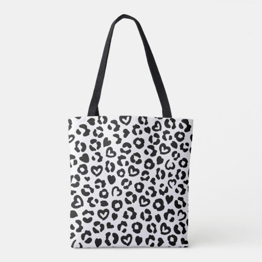 Chic Leopard Print Canvas tas – Zwart-wit Dier (Achterkant)