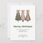 Chic leopard print Christmas tree greeting card Feestdagenkaart (Voorkant)