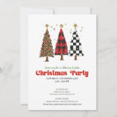 Chic leopard print Christmas tree holiday invite Kaart (Voorkant)