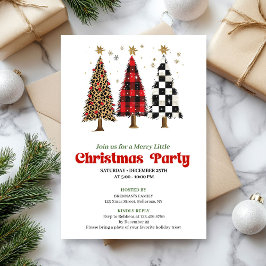 Chic leopard print Christmas tree holiday invite Kaart