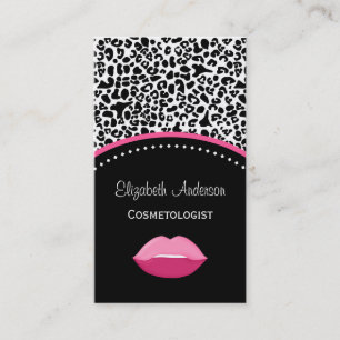 Chic Leopard Print Cosmetology and Beauty Salon Visitekaartje