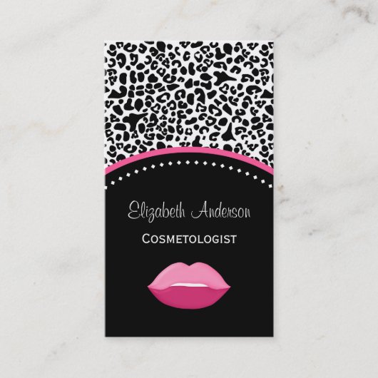 Chic Leopard Print Cosmetology and Beauty Salon Visitekaartje (Voorkant)