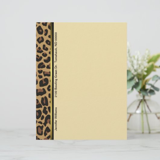 Chic Leopard Print Custom Letterhead Stationery (Staand voorkant)