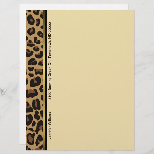 Chic Leopard Print Custom Letterhead Stationery (Voorkant / Achterkant)
