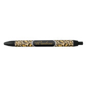 Chic Leopard Print Faux Diamond Monogram Zwarte Inkt Pen (Voorkant)