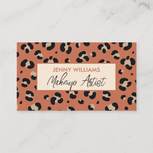 Chic Leopard Print Moderne Make-up Artiest Visitekaartje (Voorkant)