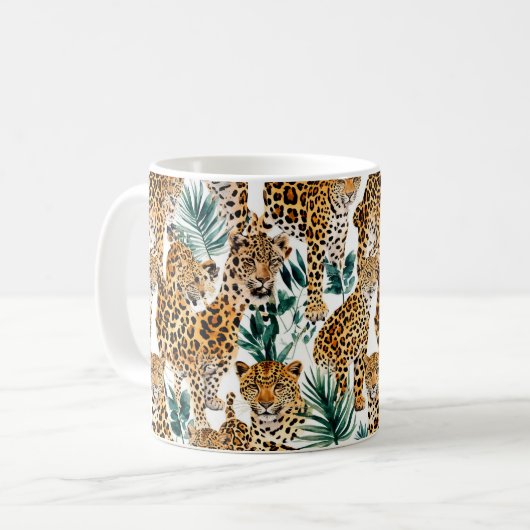 Chic Leopard Print Mok – Stijlvolle Animal Print C (Voorkant links)