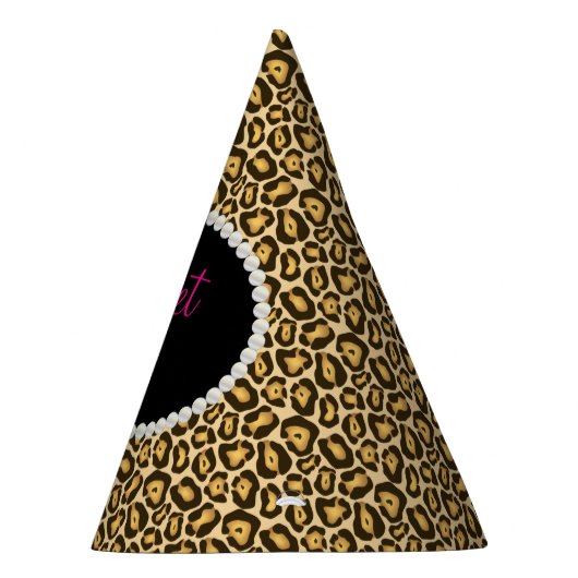 Chic Leopard Print Pearls Sweet 16 party Petten Feesthoedjes (Rechts)