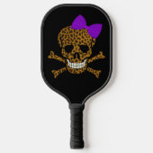 Chic Leopard Print Pirate Skull Paars Bow Pickleball Paddle (Voorkant)