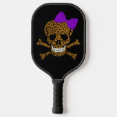 Chic Leopard Print Pirate Skull Paars Bow Pickleball Paddle (Achterkant)