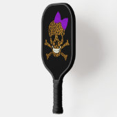 Chic Leopard Print Pirate Skull Paars Bow Pickleball Paddle (Links)