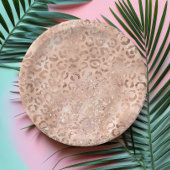 Chic Leopard Print Roos Gold Blush Sparkle Papieren Bordje