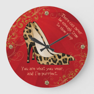 Chic Leopard Print Stiletto heelt wandklok
