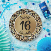 Chic Leopard Print Sweet 16 verjaardag Papieren Bordje (Feest)