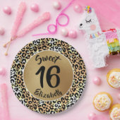 Chic Leopard Print Sweet 16 verjaardag Papieren Bordje (Feest)