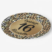 Chic Leopard Print Sweet 16 verjaardag Papieren Bordje (Gekanteld)