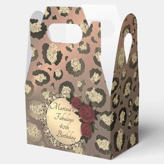 Chic Leopard Roos Fabulous 40th Birthday Bedankdoosjes (Geopend)