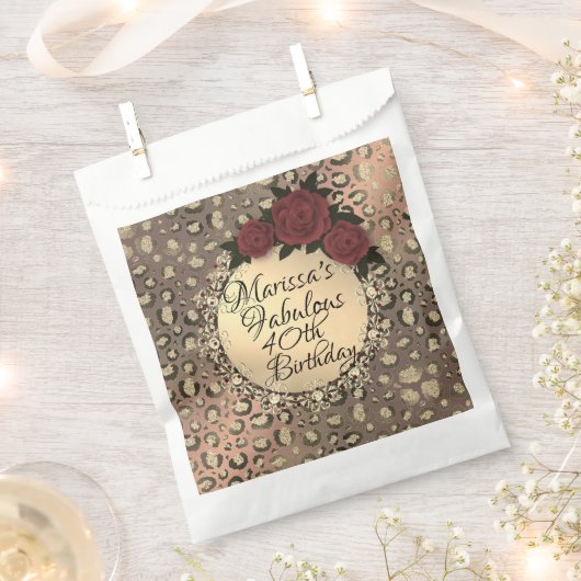 Chic Leopard Roos Fabulous 40th Birthday Bedankzakje (Geknipt)