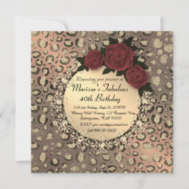 Chic Leopard Roos Fabulous 40th Birthday Kaart