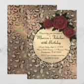 Chic Leopard Roos Fabulous 40th Birthday Kaart (Voorkant / Achterkant)