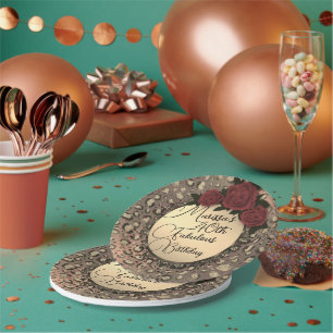 Chic Leopard Roos Fabulous 40th Birthday Paper Pla Papieren Bordje