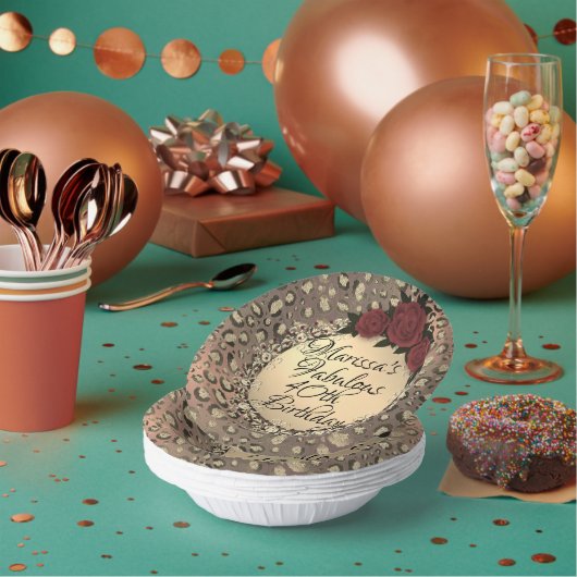 Chic Leopard Roos Fabulous 40th Birthday Papieren Kommen (Multi)