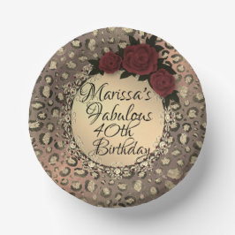 Chic Leopard Roos Fabulous 40th Birthday Papieren Kommen