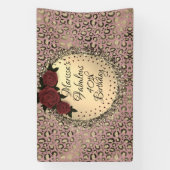 Chic Leopard Roos Fabulous 40th Birthday Spandoek (Verticaal)
