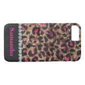 Chic leopard roze dierdiamant gepersonaliseerd Case-Mate iPhone case (Achterkant (Horizontaal))