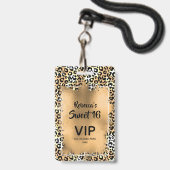 Chic Leopard Sweet 16e verjaardag uitnodigen VIP P Badge (Voorzijde met lanyard)