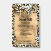 Chic Leopard Sweet 16e verjaardag uitnodigen VIP P Badge (Achterkant)
