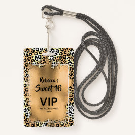Chic Leopard Sweet 16e verjaardag uitnodigen VIP P Badge