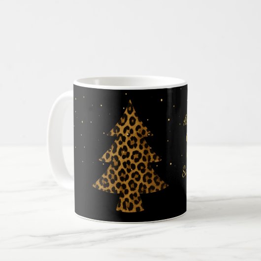 Chic Leopard Tree Holiday Mug Koffiemok (Voorkant links)