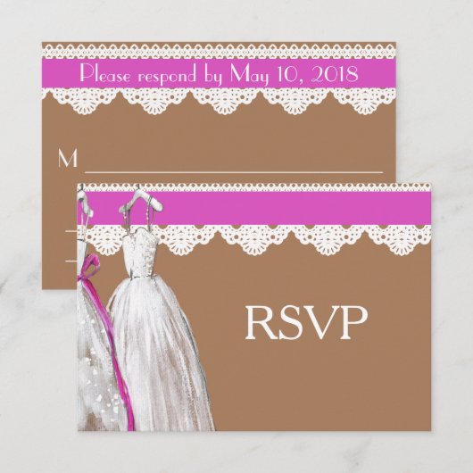 Chic Lesbian Gay Wedding RSVP Twee Brides (Voorkant / Achterkant)