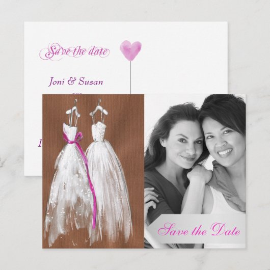 Chic Lesbische Foto Sla de datum Briefkaart (Voorkant / Achterkant)