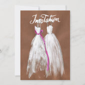 Chic Lesbische Gay Wedding Uitnodiging Twee Bruide (Voorkant)