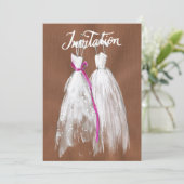 Chic Lesbische Gay Wedding Uitnodiging Twee Bruide (Staand voorkant)