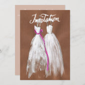 Chic Lesbische Gay Wedding Uitnodiging Twee Bruide (Voorkant / Achterkant)