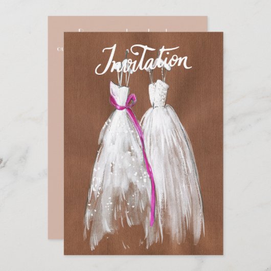 Chic Lesbische Gay Wedding Uitnodiging Twee Bruide (Voorkant / Achterkant)