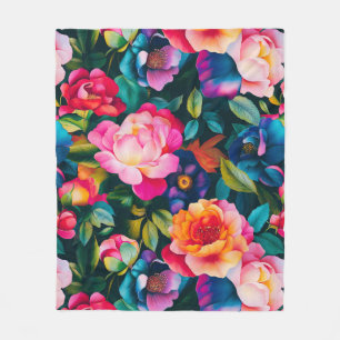 Chic levendig rozen patroon fleece deken