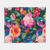 Chic levendig rozen patroon fleece deken (Voorkant (Horizontaal))